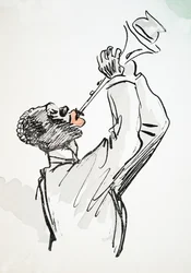 Trumpet Player, från White Bottoms, pub. 1927 (färgblocktryck)